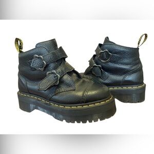 Dr. Martens Devon Flower Buckle Black Napa Leather Womens size 8